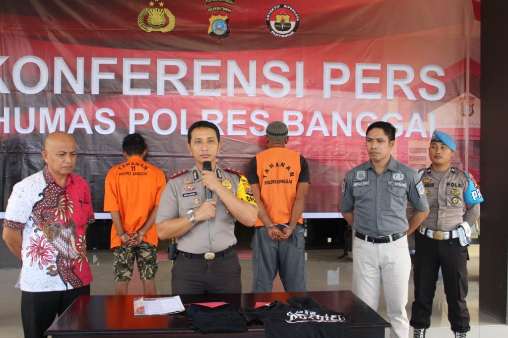 Kapolres Banggai AKBP Moch. Sholeh SIK, SH, MH, dalam konfrensi pers terkait pelajar smp tewas, Kamis (31/1/2019) di Mapolres Banggai.