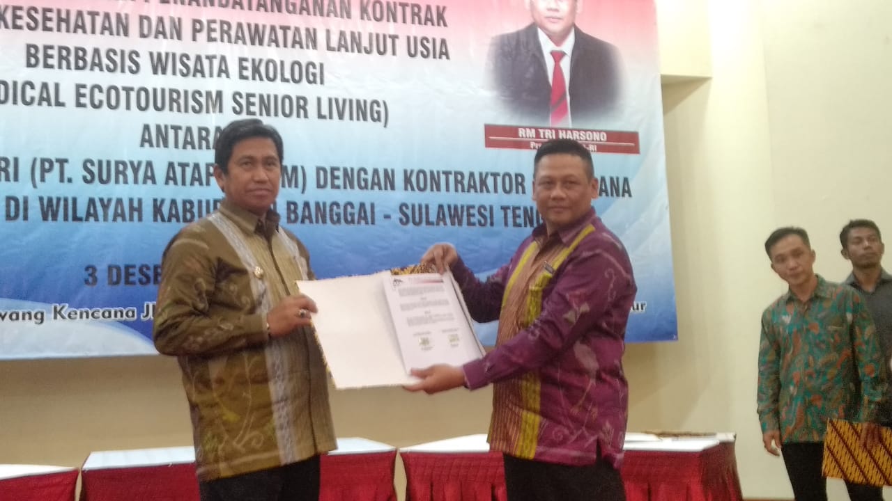 Foto Penandatanganan kerjasama pembangunan fasilitas kesehatan dan perawatan lansia berbasis wisata/sumber foto:Luwuk.today